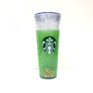 Starbucks Avocado Green Glitter Snowglobe Tumbler
